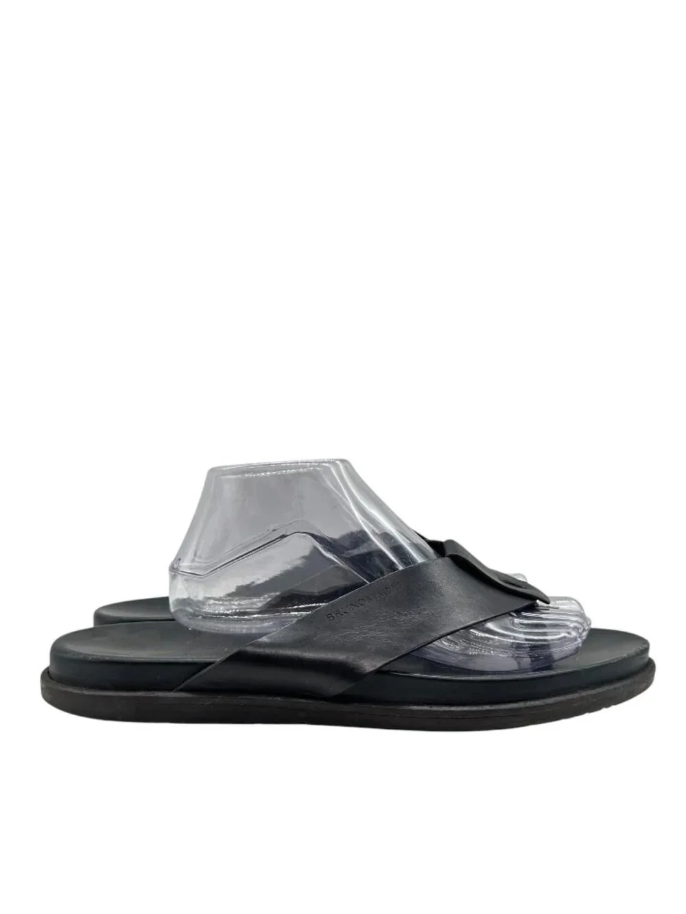 Bruno Magli Italian Black Leather Essino Thong Sandal 11 Flip Flop Made In Italy